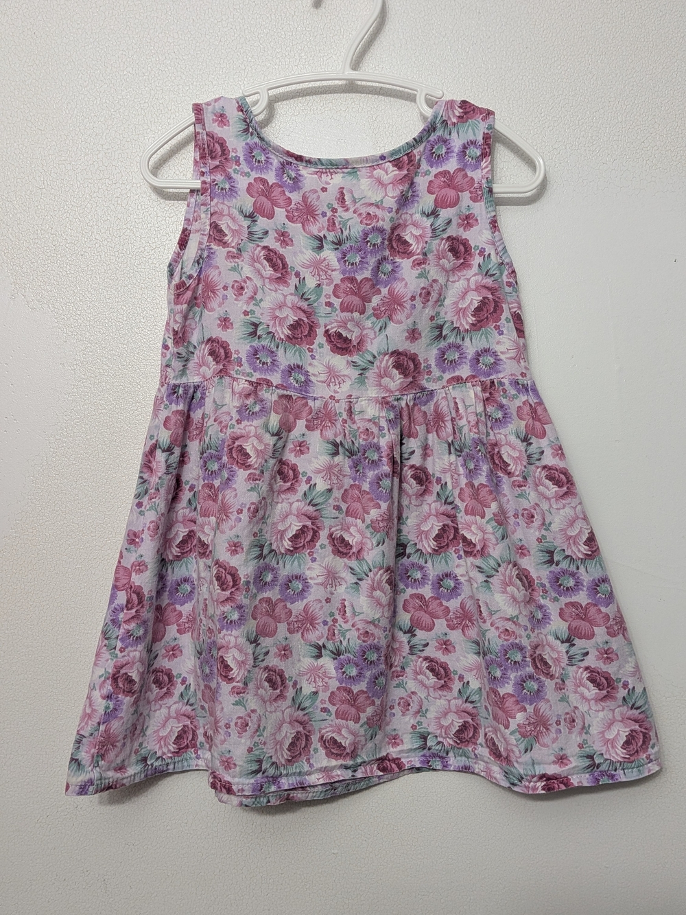 Girls Pink Floral Sleeveless Vintage Dress Cotton 3-4 Years